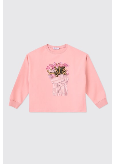 Panço Kız Çocuk Pudra Sweatshirt 2521gk08055 Pembe
