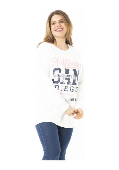 Şans Kadın Büyük Beden Kemik İçi Şardonlu İki İplik Ön Baskılı Sweatshirt 65n37158-kemik Kemik