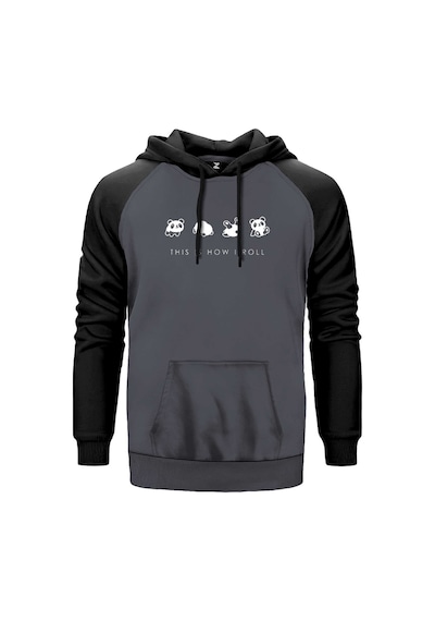 Baby Panda Rolling Gri Renk Reglan Kol Sweatshirt Gri