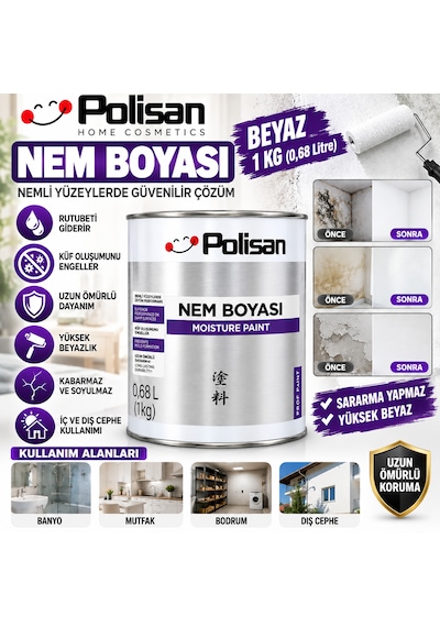 Nem Boyası Beyaz 1 Kg 0,68 Litre İç Ve Dış Cephe Rutubeti Giderir Sararma Yapmaz Kabarmaz Yüksek Beyaz Nem Boyası Beyaz 1 Kg 0,68 Litre İç Ve Dış Cephe Rutubeti Giderir Sararma Yapmaz Kabarmaz Yüksek Beyaz