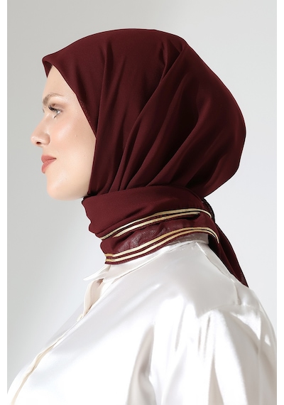 Tesettür Biyeli Bürümcük Düz Şifon Eşarp - Bordo Bordo