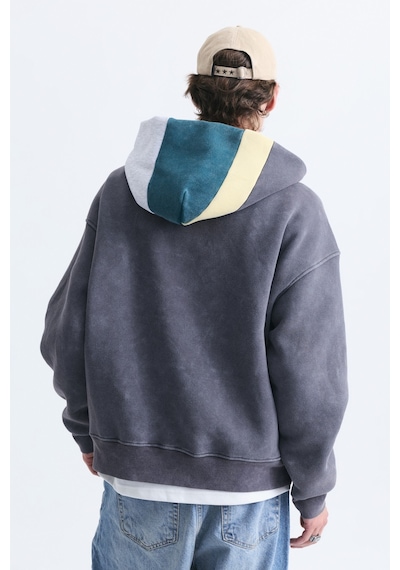 Vamos Boxy Fit Kapüşonlu Sweatshirt Füme
