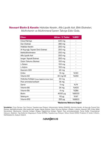 Novoart Biotin & Kreatin 60 Tablet