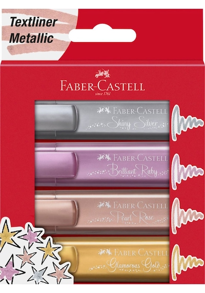 Faber-Castell Metalik Renkler Fosforlu Keçeli Kalem 4'lü