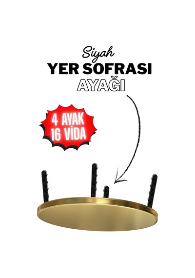 4 Adet Yer Sofrası Ayağı 22 Cm Siyah Plastik Katlanır Sofra Ayağı Yer Sofrası Sini Altı Ayak 22 Cm Siyah Siyah