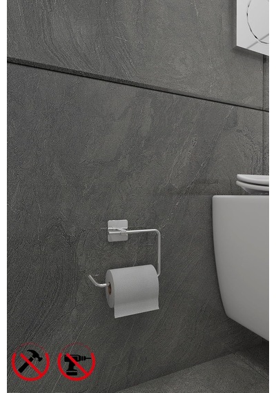 Kare Krom Yapışkanlı Açık Tuvalet Kağıtlığı Wc Kağıtlık Tuvalet Kağıdı Askısı Diğer