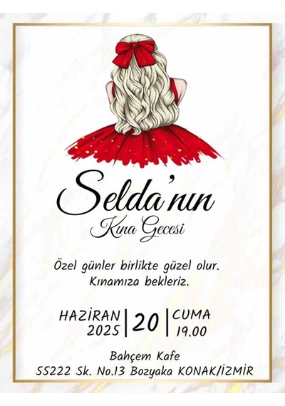 Kına Davetiye - Kına Davetiyesi - Davetiye 100 Adet M9