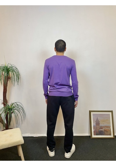 Süperlife Erkek Bisiklet Yaka Slim Fit İnce Sweatshirt Spr 20k17 Mor