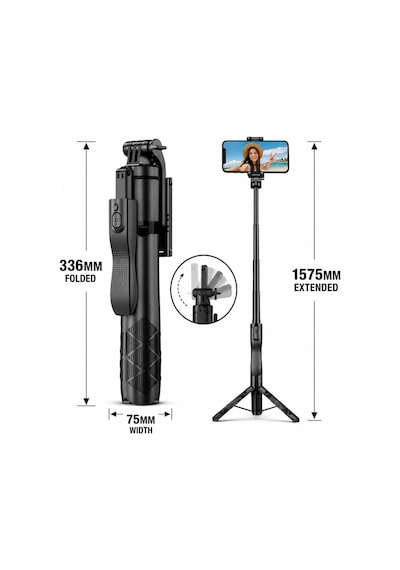 Hepu Sf-11 Bluetooth Kumandalı Uzatılabilir Selfie Stick Tripod Kablosuz Çekim Destekli, Katlanabilir Ve Taşınabilir Tasarım