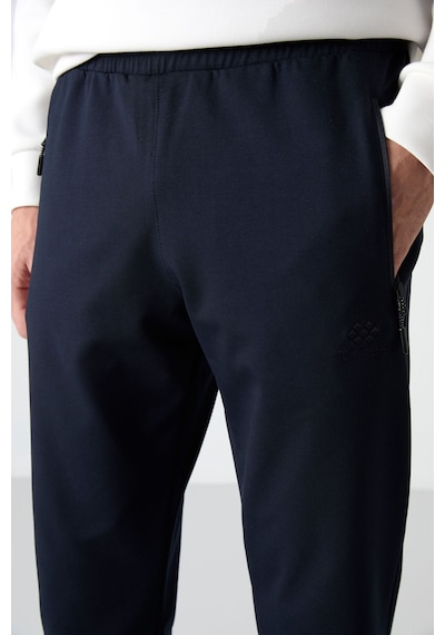 Tommy Life Lacivert Fermuar Cepli Standart Kalıp Jogger Erkek Eşofman Alt - 84587 Lacivert