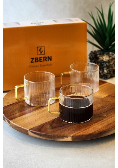 6'lı Desenli Kupa -150 Ml Şeffaf