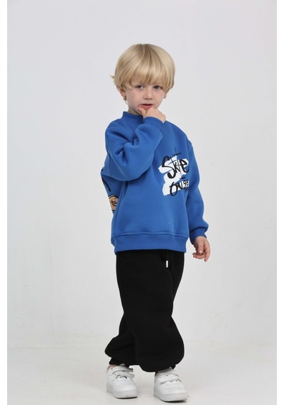 Toontoy Kids Toontoy Erkek Çocuk Skate Arka Baskılı Eşofman Takım Saks Mavisi