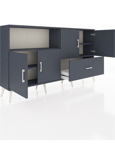 Arges Konsol 4 Raflı Tek Çekmeceli 4 Kapaklı 176x30x99 Antrasit-a Antrasit-antrasit Arges Konsol 4 Raflı Tek Çekmeceli 4 Kapaklı 176x30x99 Antrasit-a Antrasit-antrasit