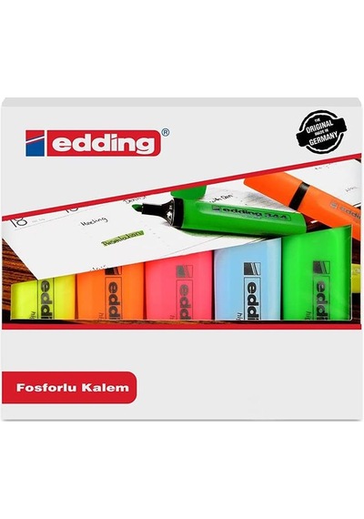Fosforlu Kalem 5 Renk 1 Paket 5 Li İşaretleme Kalemi Parlak Renkler Sarı Turuncu Pembe Mavi Yeşil Karışık Renkli