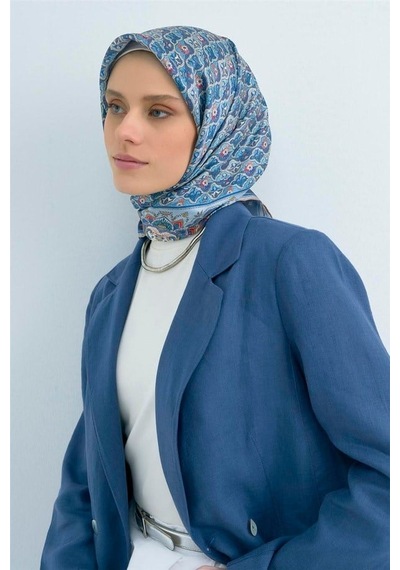 Armine İpek Eşarp 2026 Yaz - 9518-31 Mavi Twill