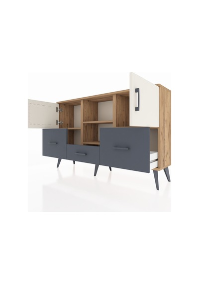 Arges Konsol 4 Raflı 3 Çekmeceli 3 Kapaklı 132x30x83 Çam-aytaşı/antrasit Aytaşı/antrasit Arges Konsol 4 Raflı 3 Çekmeceli 3 Kapaklı 132x30x83 Çam-aytaşı/antrasit Aytaşı/antrasit