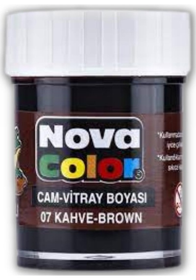 Kahverengi Cam Boyası Vitray Boyası 25 ML 1 Adet Nova Color Su Ba Kahverengi