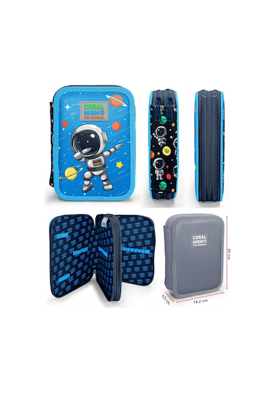 Coral High Mavi Astronot Erkek Çocuk Okul Çantası Ve Organizer Kalemlik Seti 23486+11149 MAvi