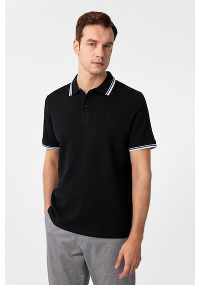 Süvari Siyah Regular Armürlü Polo Yaka Tişört-37366 Siyah