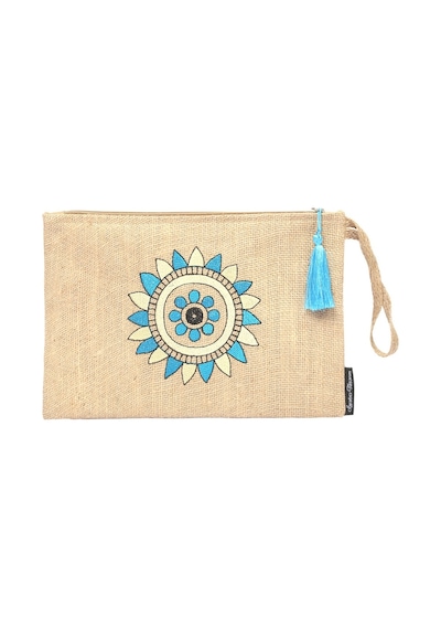 Ju Yaratıcı Tasarım Hasır Kadın Portföy & Clutch Çanta Mavi