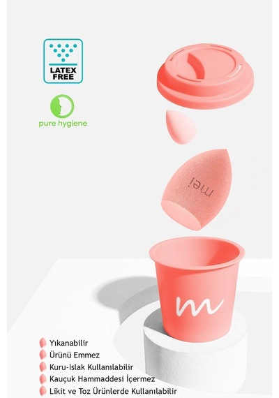 Makyaj Süngeri Fondöten Emmeyen Sponge Coffee Cup Hijyenik Flamingo Pink 1 Pro 1 Mini