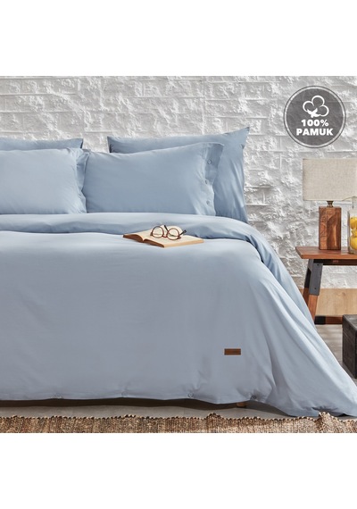 Yataş Bedding Plain Tek Kişilik Ranforce Nevresim Takımı- Indigo