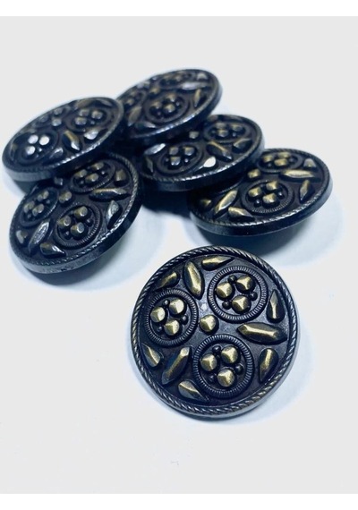 Kaban Manto Düğmesi / Metal Düğme / Antik Sarı / 3 Cm / 6 Lı Set/mde