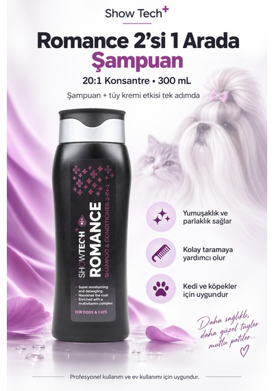 Showtech Romance 2 Si 1 Arada Kedi Köpek Şampuanı Ve Tüy Kremi 300 Ml - 20:1 Konsantre