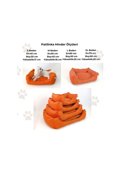 Patilinka Kedi Köpek Minderi Turuncu Yumuşak Minder Yatak Xl