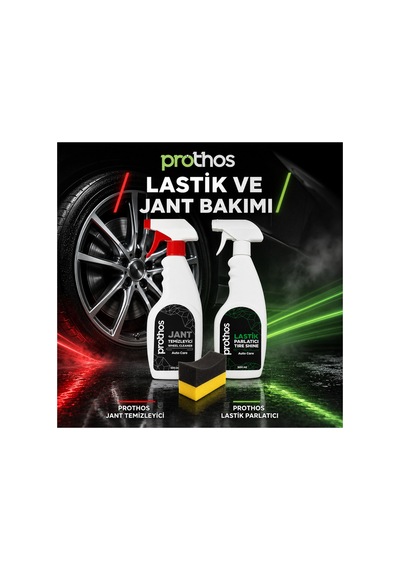 Lastik Ve Jant Bakım Seti 3 Parça 500 Ml Jant Temizleyici, Lastik Parlatıcı Ve Sünger