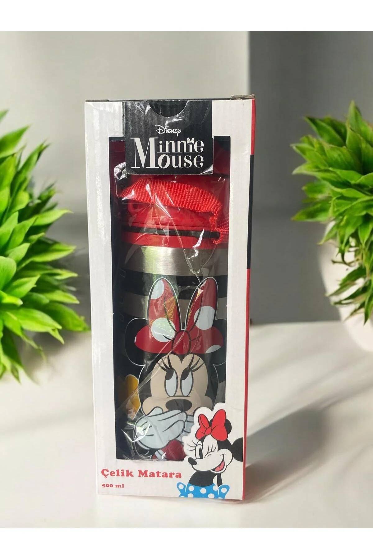 Minnie Mouse Çelik Matara Açık Kırmızı
