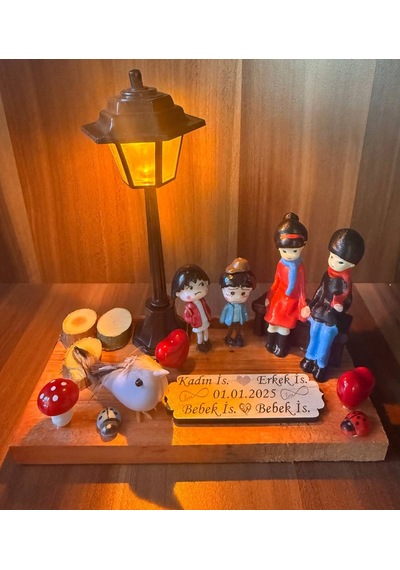 Kişiye Özel Aile Biblosu Işıklı Gece Lambası Sevgili Ve Çocuklu İsimli Hediyelik Evlilik Yıl Dönüm Hediyesi