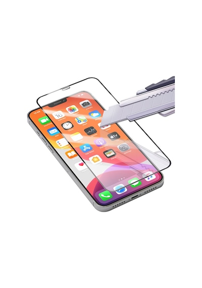 Apple Uyumlu   iPhone 12 6.1 Full Glue Tempered Cam Ekran Koruyucu Full Siyah