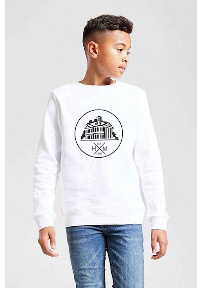 Tshirthane Silhouette Haunted Mansion Logo Baskılı Unisex Çocuk Beyaz Sweat (534757730)