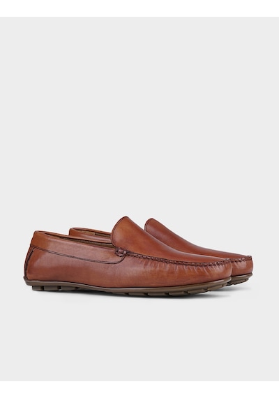 Hakiki Deri Taba Erkek Loafer Ayakkabı Taba