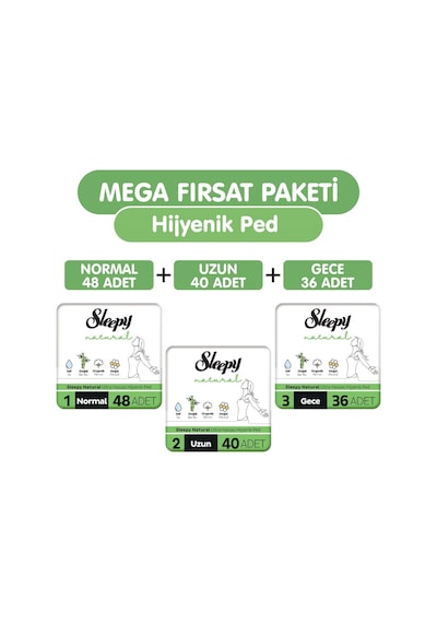 Sleepy Natural Ultra Hassas Hijyenik Ped 124 Adet Ped Mega Fırsat Paketi