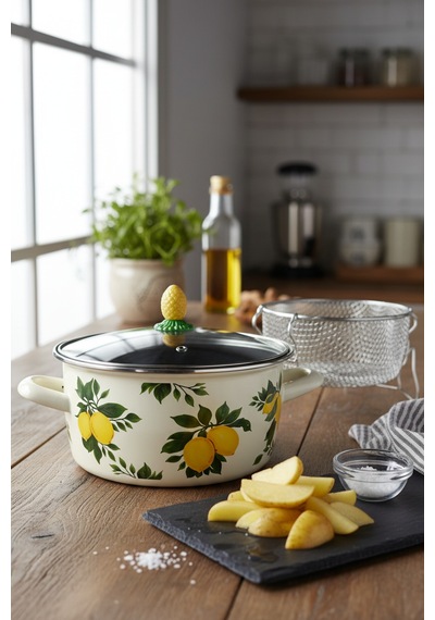 Akayev Emaye Limon 24 Cm Kızartma Tenceresi Limonlu