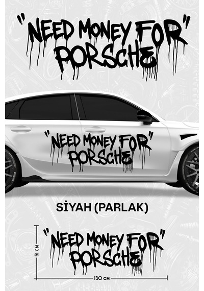 Need Money For Porsche Yan Gövde Sticker Siyah Parlak - 864811964