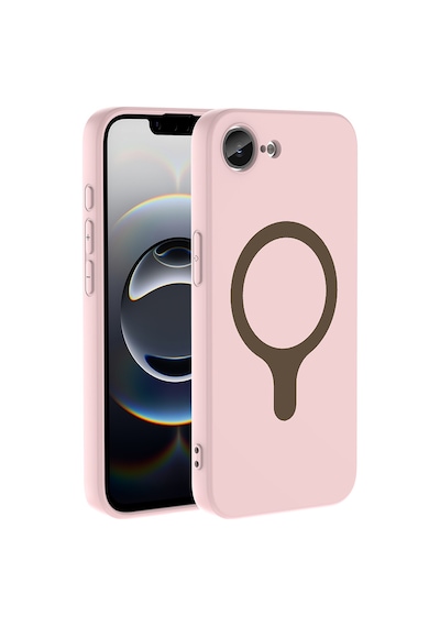 Maks Technology iPhone Uyumlu 16e Kılıf M-safe Şarj Özellikli Mkst Aris Silikon Kapak - Açık Pembe