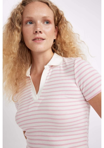 DeFacto Fitted Polo Yaka Fitilli Kaşkorse Kısa Kollu Tişört A0380AX24SMPN614