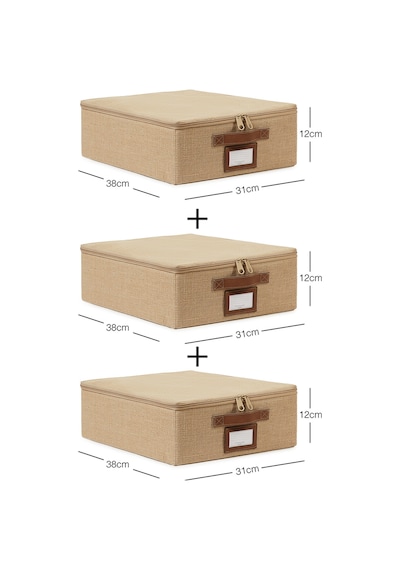 Ocean Home Textile 3'lü Küçük Boy Jüt Destekli Hurç Set 31 x 38 x 12 cm