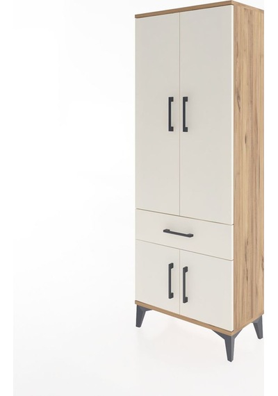 Arges Dolap 3 Raflı Tek Çekmeceli 4 Kapaklı 60x30x163 Çam-aytaşı Çam