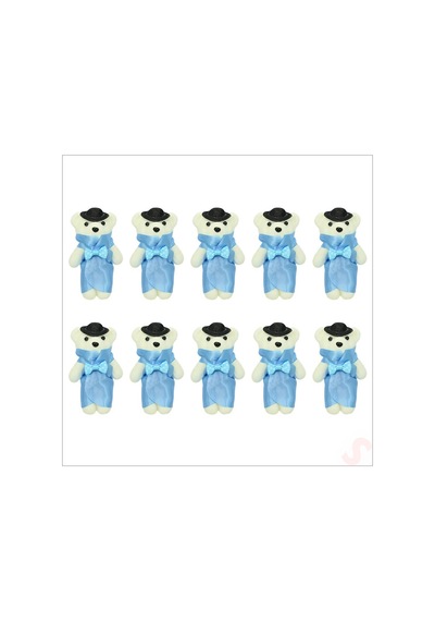 Minik Ayıcık Süs, 11CM X 6CM - Mavi - 10 Adet