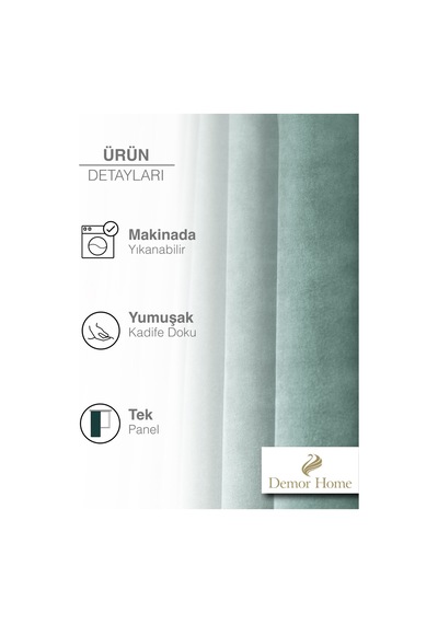 Br Demor Home 1/2 Sık Pile Nil Yeşili Kadife Dokulu Fon Perde Ütü İstemez En Çok Satılan