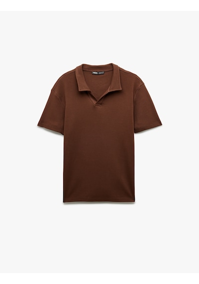 Koton Pamuklu Kısa Kollu Slim Fit Basic Polo Tişört Kahverengi 5sam10026mk Kahve