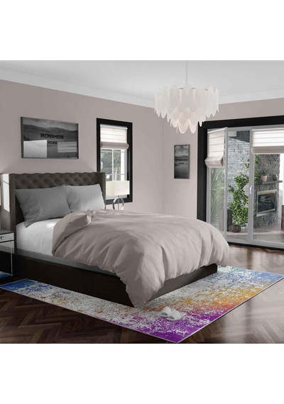 Kaymaz Taban Yıkanabilir Halı Mutfak, Salon, Yatak Odası İçin Modern Dijital Baskı Halı Slnhalı78 - 322 Çok Renkli