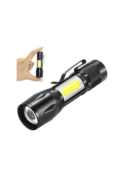 Usb Şarjlı Mini El Feneri Ultra Güçlü Led Fener, 3 Modlu Işık, Metal Kasa, Klipsli Taşınabilir Aydınlatma, Genel