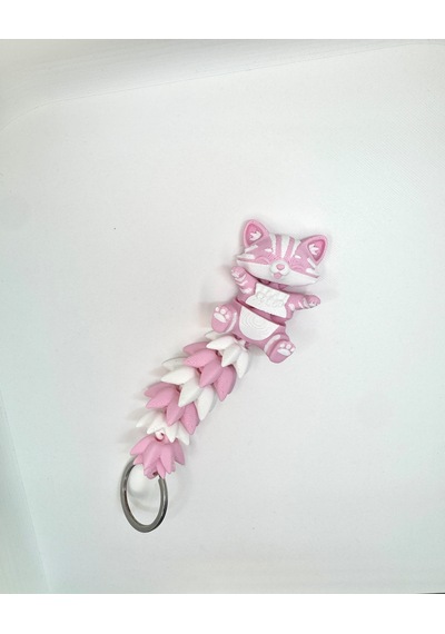 Hareketli Kedi Anahtarlık Açık Pembe
