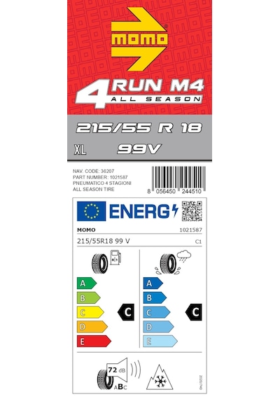 Momo 215/55 R18 99V XL M4 Four Season Dört Mevsim Lastiği2024