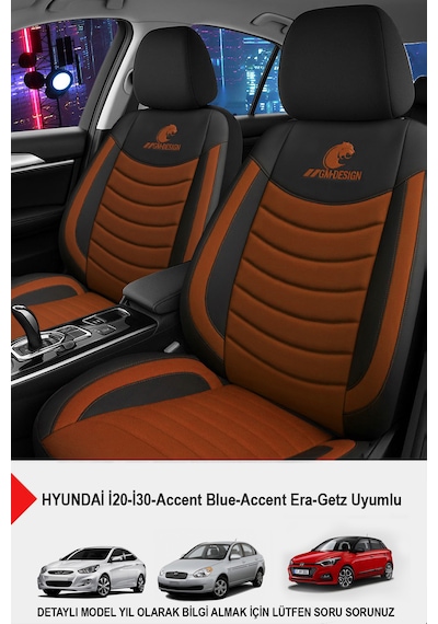 Panther Serisi Keten Kumaş Oto Koltuk Kılıfı Hyundai İ20-i30-accent-blue-era-getz Uyumlu Taba